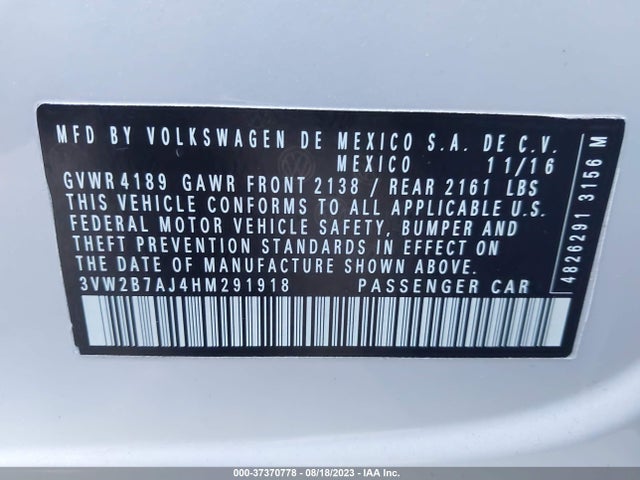 3VW2B7AJ4HM291918 Volkswagen Jetta 1.4t S