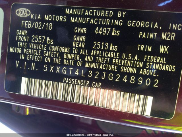 5XXGT4L32JG248902 KIA Optima Lx