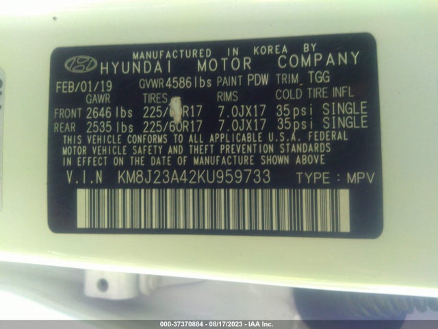 Hyundai TUCSON SE 2019 KM8J23A42KU959733 Image 9