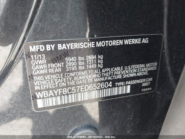 2014 BMW 7 SERIES 750LI XDRIVE VIN: WBAYF8C57ED652604