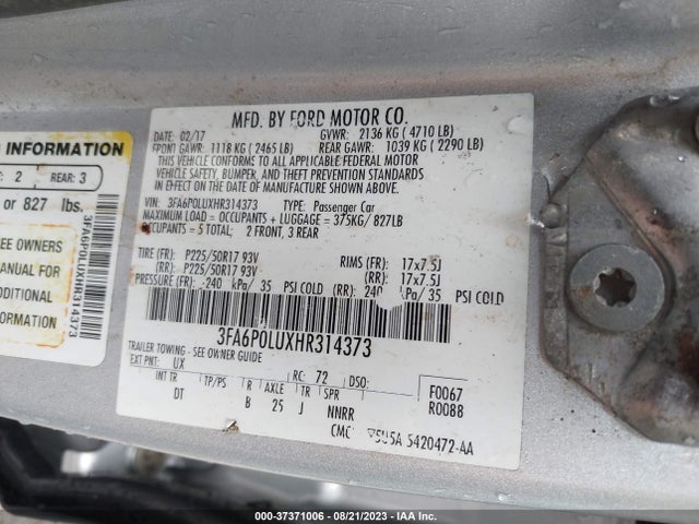 Ford Fusion Hybrid Se 2017 3FA6P0LUXHR314373 Image 9