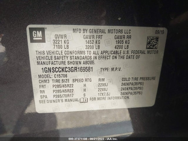 Chevrolet Tahoe Ltz 2016 1GNSCCKC3GR169581 Image 9