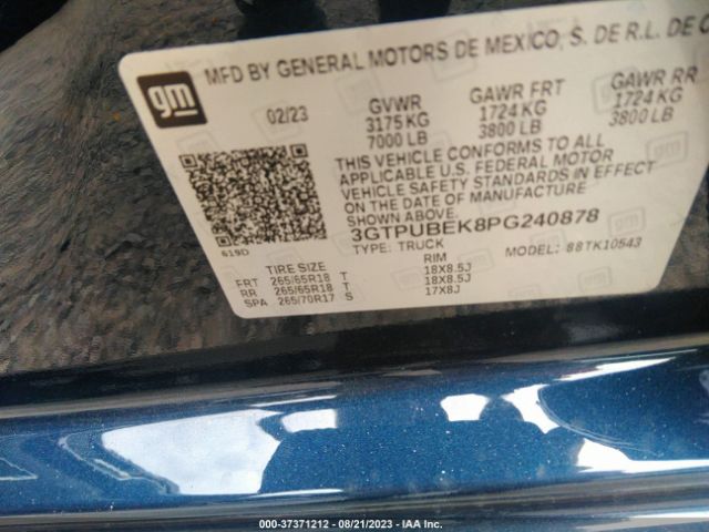 3GTPUBEK8PG240878 GMC Sierra 1500 Sle