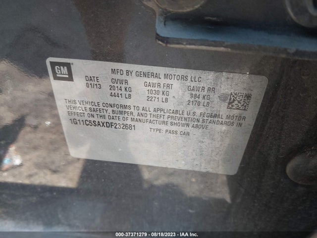 2013 CHEVROLET MALIBU 1LT VIN: 1G11C5SAXDF232681