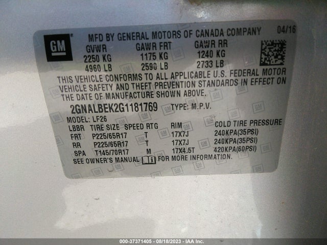 Chevrolet EQUINOX LS 2016 2GNALBEK2G1181769 Image 9