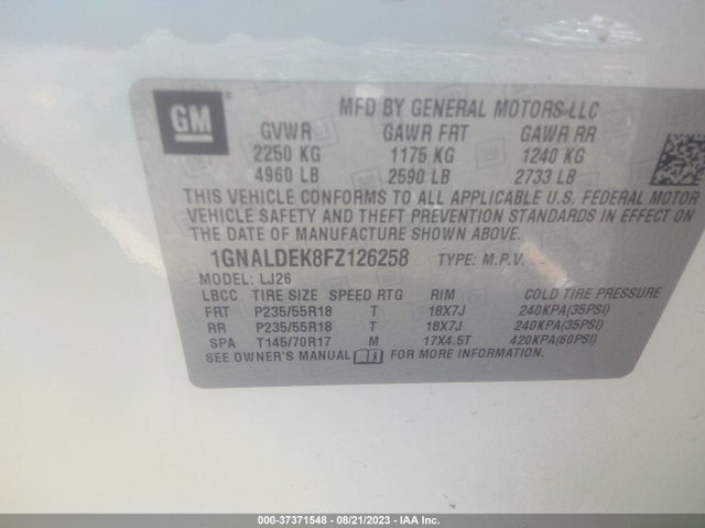 Chevrolet Equinox Ltz 2015 1GNALDEK8FZ126258 Image 9