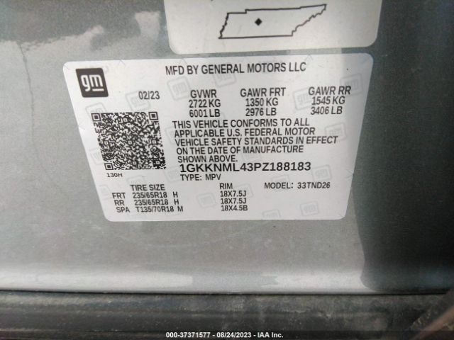 1GKKNML43PZ188183 GMC ACADIA SLT