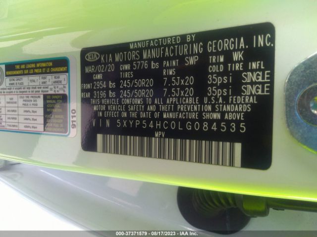5XYP54HC0LG084535 KIA Telluride Sx