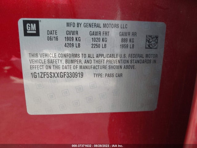 Chevrolet MALIBU LT 2016 1G1ZF5SXXGF330919 Image 9