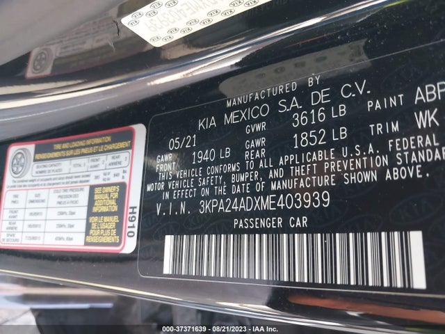 2021 KIA RIO LX VIN: 3KPA24ADXME403939
