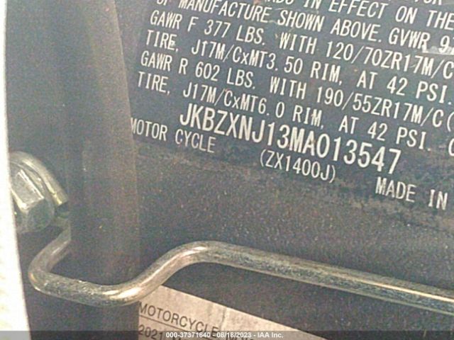 2021 KAWASAKI ZX1400 JKBZXNJ13MA013547 Photo 9