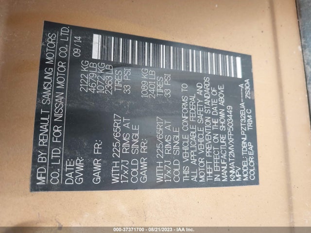Nissan ROGUE S 2015 KNMAT2MVXFP503449 Image 9