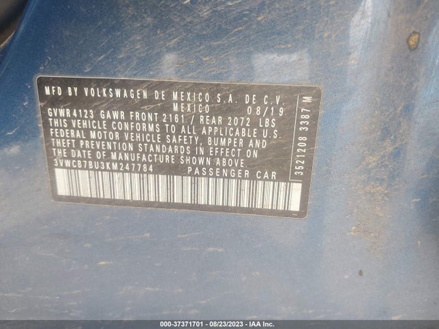 3VWCB7BU3KM247784 Volkswagen Jetta S/se/r-line