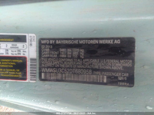 2013 MINI COOPER HARDTOP WMWSU3C52DT680958 Photo 8