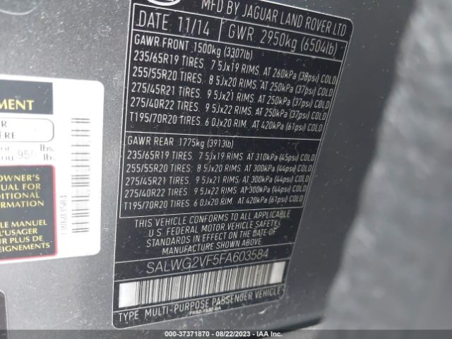 SALWG2VF5FA603584 Land Rover Range Rover Sport Hse/se