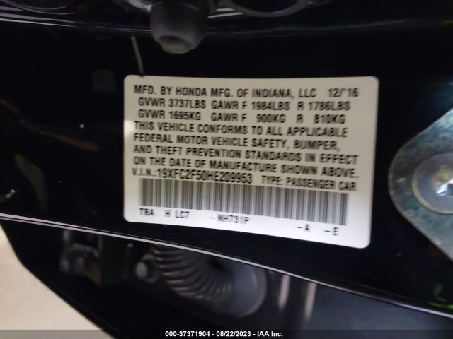 Honda Civic Sedan Lx 2017 19XFC2F50HE209953 Image 9