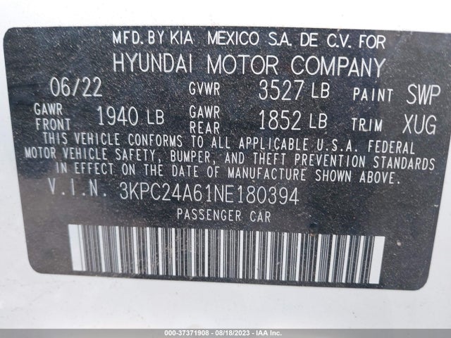 Hyundai ACCENT SE 2022 3KPC24A61NE180394 Image 10