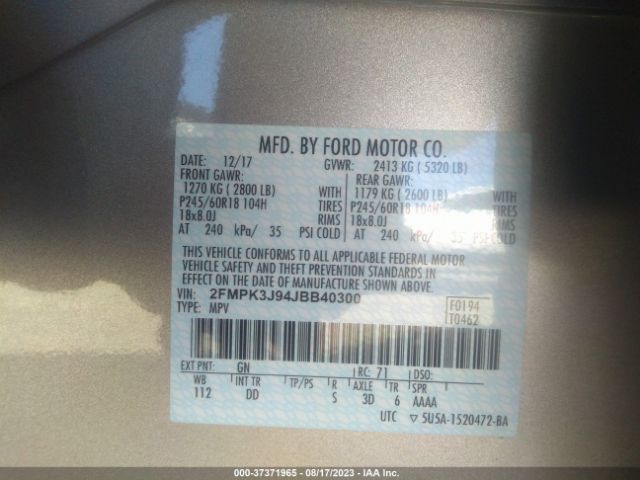 2FMPK3J94JBB40300 Ford EDGE SEL