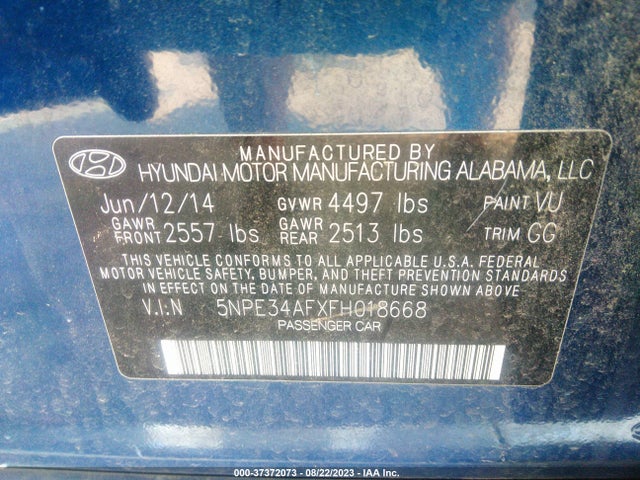 Продаж на аукціоні авто 2015 Hyundai Sonata 2.4l Limited, vin: 5NPE34AFXFH018668, номер лоту: 37372073