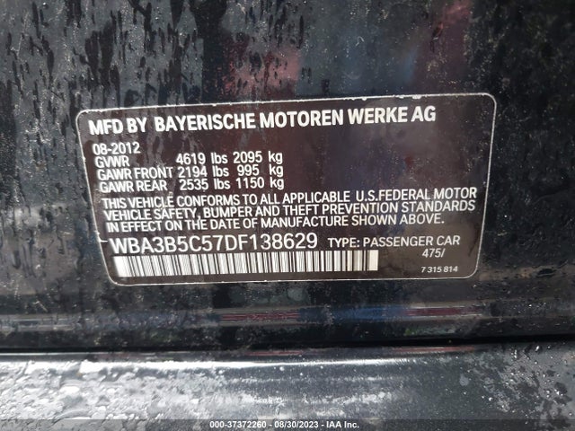 2013 BMW 3 SERIES 328I XDRIVE VIN: WBA3B5C57DF138629