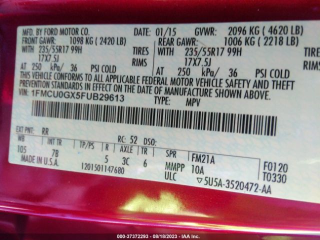 1FMCU0GX5FUB29613 Ford ESCAPE SE