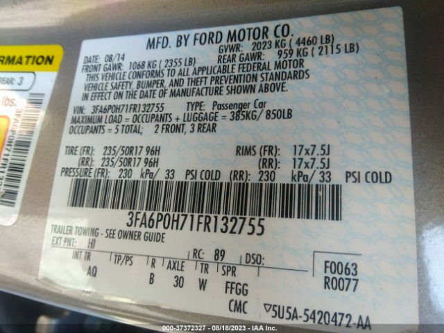 3FA6P0H71FR132755 Ford FUSION SE