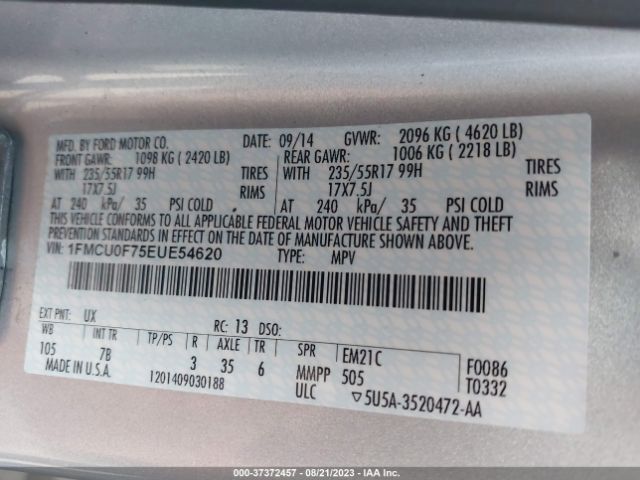 1FMCU0F75EUE54620 Ford ESCAPE S
