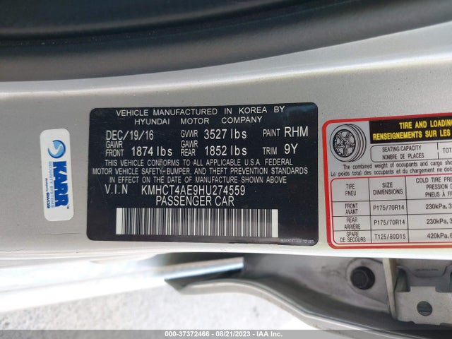 Hyundai ACCENT SE 2017 KMHCT4AE9HU274559 Image 9