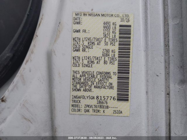 1N6AF0LY5GN815776 Nissan Nv Sv