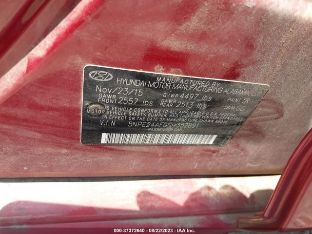 Hyundai Sonata 2.4l Se 2016 5NPE24AF0GH352891 Image 9