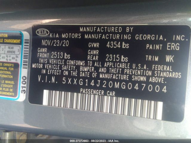 5XXG14J20MG047004 KIA K5 LXS
