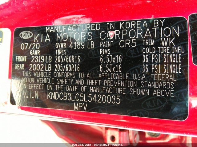 KIA Niro Lxs 2020 KNDCB3LC5L5420035 Image 9