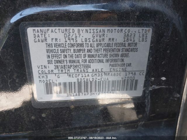 3N1AB7AP3HY279984 Nissan SENTRA SV