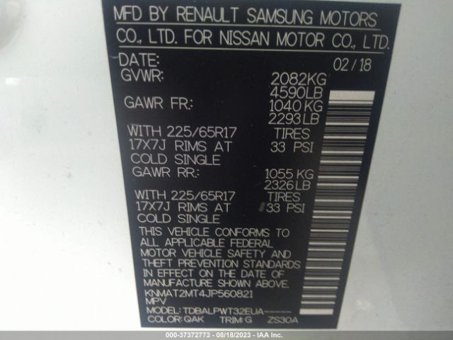 KNMAT2MT4JP560821 Nissan ROGUE S