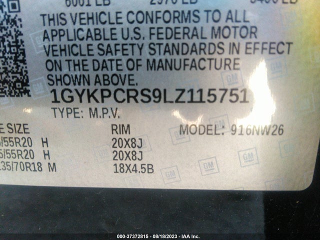 1GYKPCRS9LZ115751 Cadillac Xt6 Fwd Premium Luxury