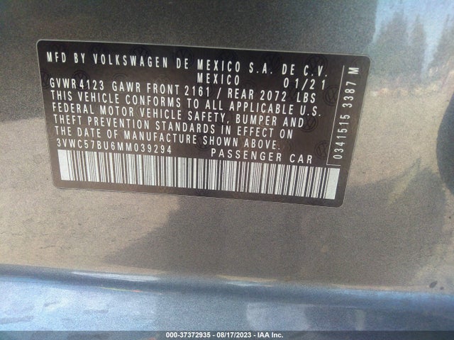 3VWC57BU6MM039294 Volkswagen Jetta S/se/r-line