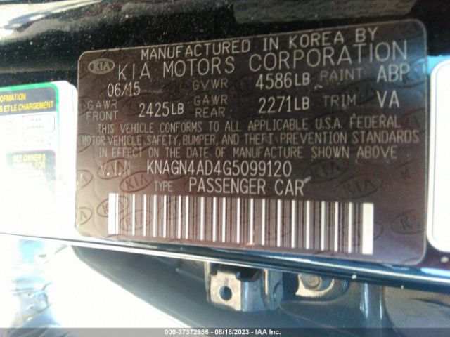 KNAGN4AD4G5099120 KIA Optima Hybrid Ex