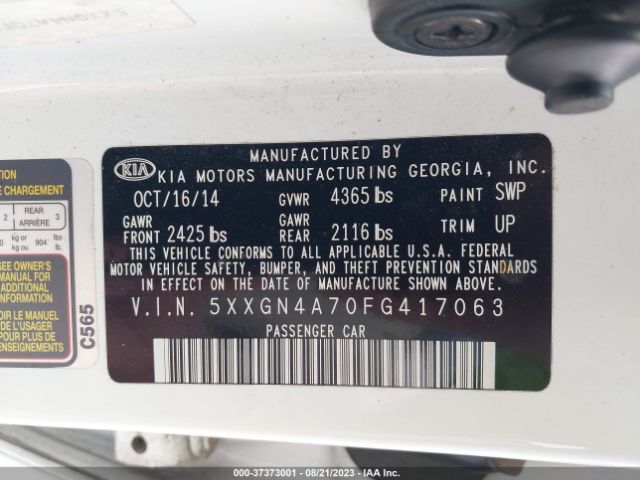 5XXGN4A70FG417063 KIA OPTIMA EX