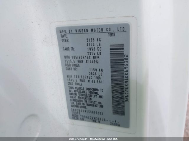 3N6CM0KN1KK695382 Nissan Nv200 Compact Cargo S