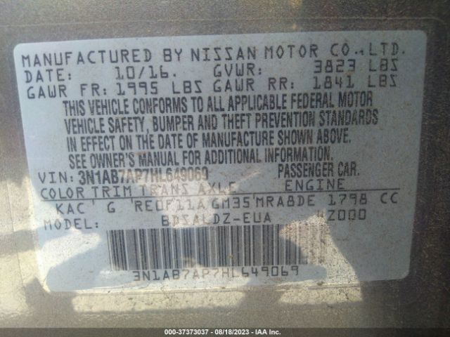 3N1AB7AP7HL649069 Nissan SENTRA SV
