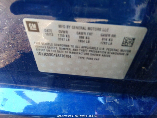 Chevrolet SONIC LT 2014 1G1JC5SG1E4126704 Image 10