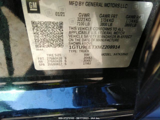1GTU9EETXMZ208914 GMC Sierra 1500 4wd  Short Box At4