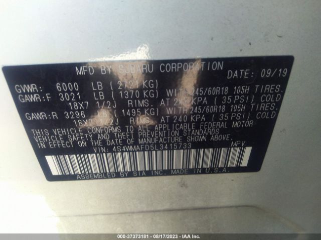 4S4WMAFD5L3415733 Subaru Ascent Premium