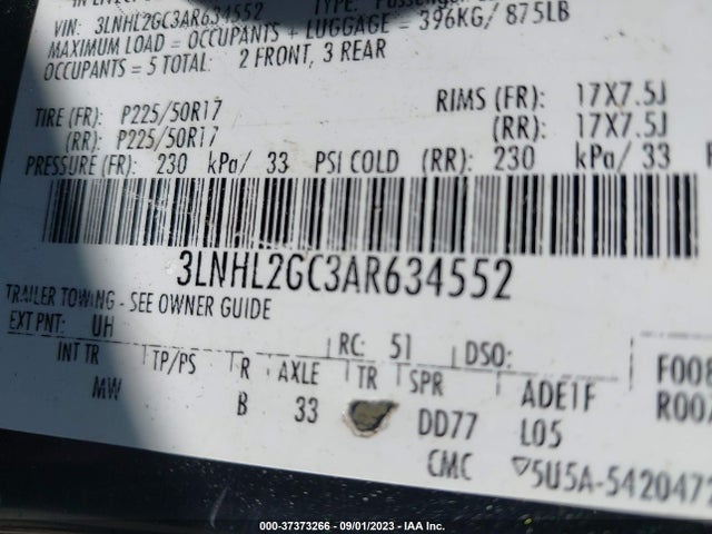 2010 LINCOLN MKZ VIN: 3LNHL2GC3AR634552