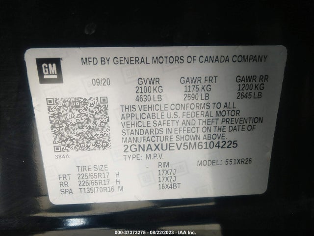 Chevrolet EQUINOX LT 2021 2GNAXUEV5M6104225 Image 15