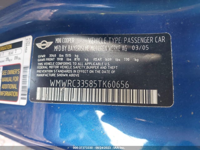 2005 MINI COOPER WMWRC33585TK60656 Photo 8