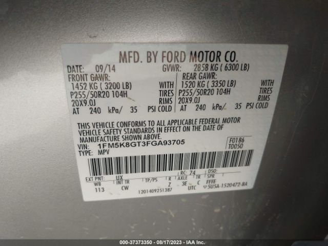 1FM5K8GT3FGA93705 Ford EXPLORER SPORT