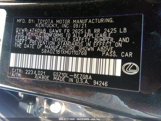 58ADZ1B1XMU110768 Lexus Es Es 350