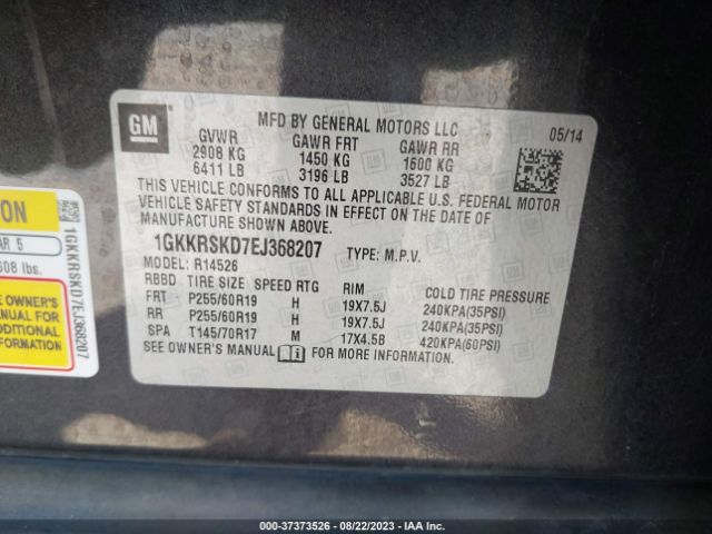 1GKKRSKD7EJ368207 GMC ACADIA SLT