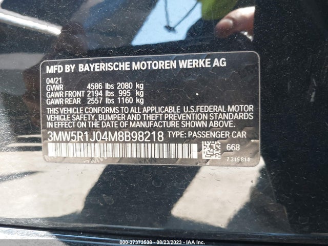 BMW 3 Series 330i 2021 аукцион фото